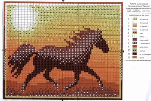 Пони — маленькая лошадка — вышивка крестиком Вышивка крестом: лошади бегущие по воде